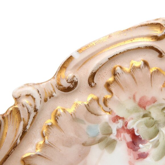 Antique Limoges France Porcelain Gold Gilt Floral Serving Plate Platter Coiffe - Picture 7 of 9